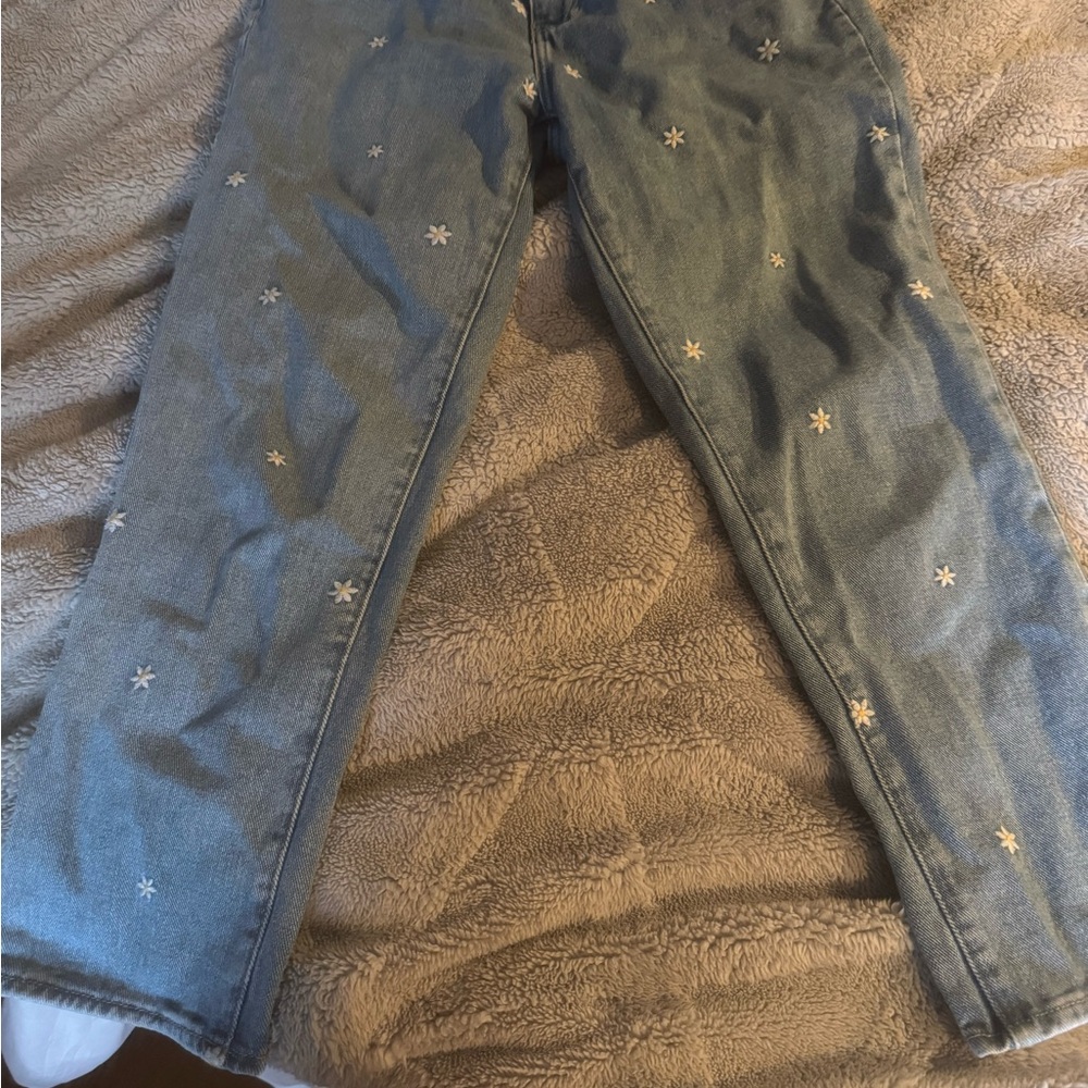 PacSun Light Blue Straight Leg Jeans with Star Embroidery